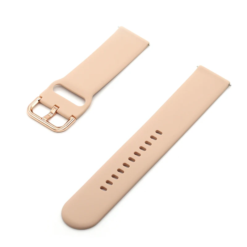 Rose Gold Buckle Silicone Wristband Strap, 20mm/22mm