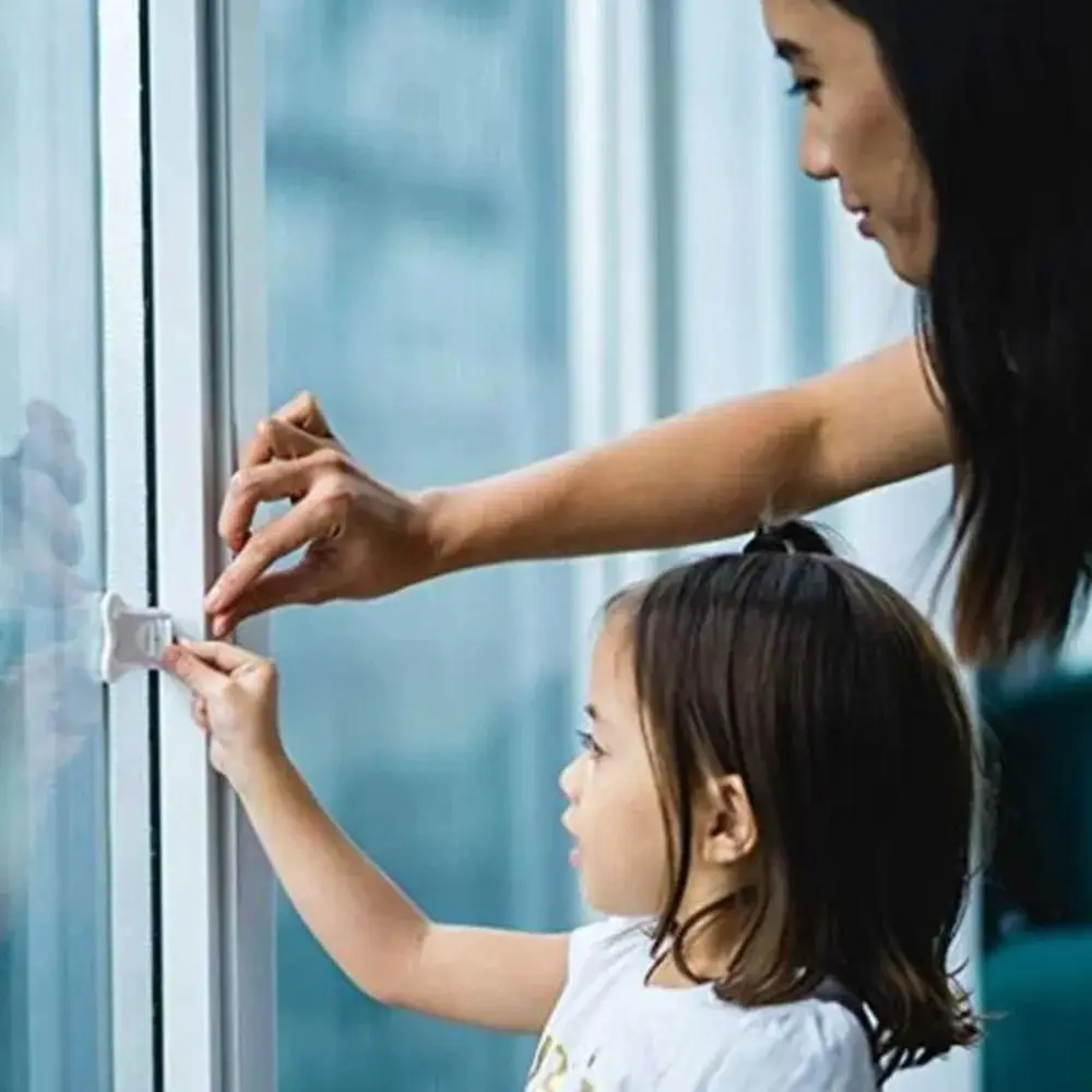 Sliding Door Lock Self-adhesive Window Lock Cabinet Door ABS Drawer Baby Safety