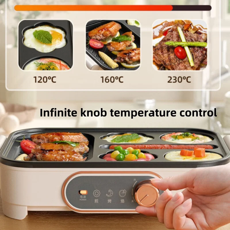 220V Breakfast Maker with 3-in-1 Functions, Non-stick Coating, and Easy-to-Clean Plates, Ideal for Eggs, Pancakes, and Sausages