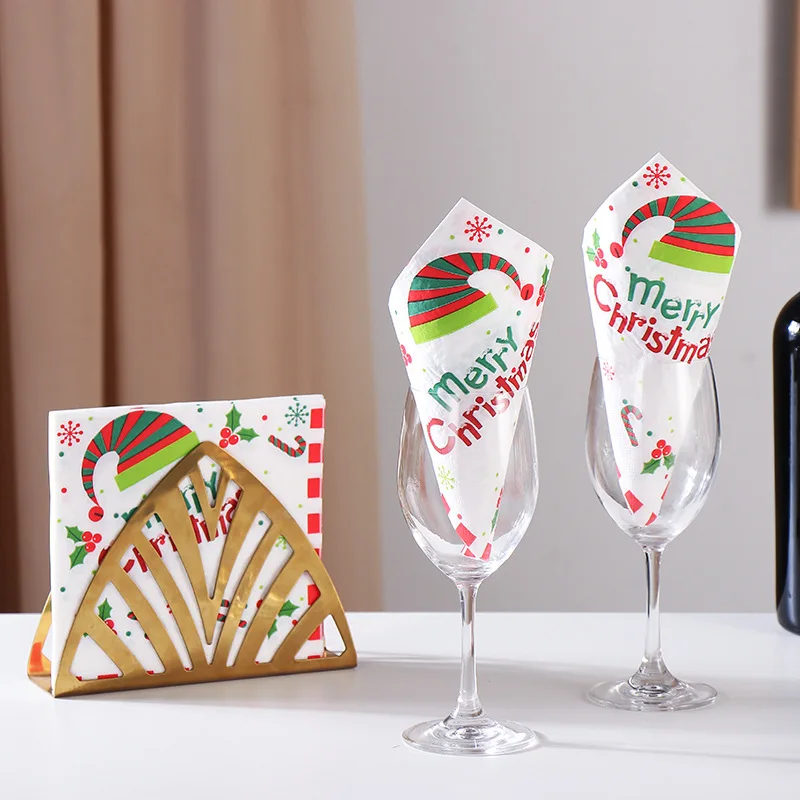 Paper Napkins Tissue Paper Decoration Paper Christmas Napkins Disposable Soft Paper Wipes Snowman Printed Tissue Home Party Placemat Decoration Cutlery Supplies