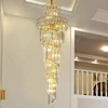 Long Crystal Staircase Gold Chandelier Modern Loft Crystal Lamp Luxury Villa Hotel hall Living Room Large Chandelier Home Decor 3