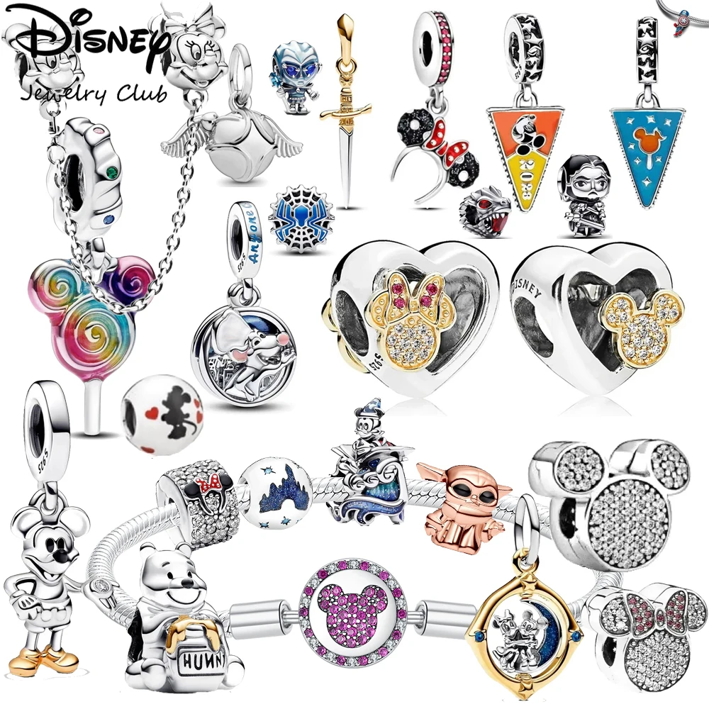 

New 925 Sterling Silver Mickey Minnie Safety Chain Clip Vinnie DIY Bead Dangle Charm Fit Original Pendant Bracelet For Lady Girl