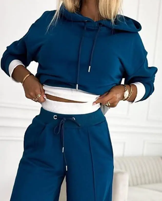 Fashion Long Sleeve Hoodie and Wide Leg Pants Set Casual 2023 New Hot Selling Fashion Women's Wear
