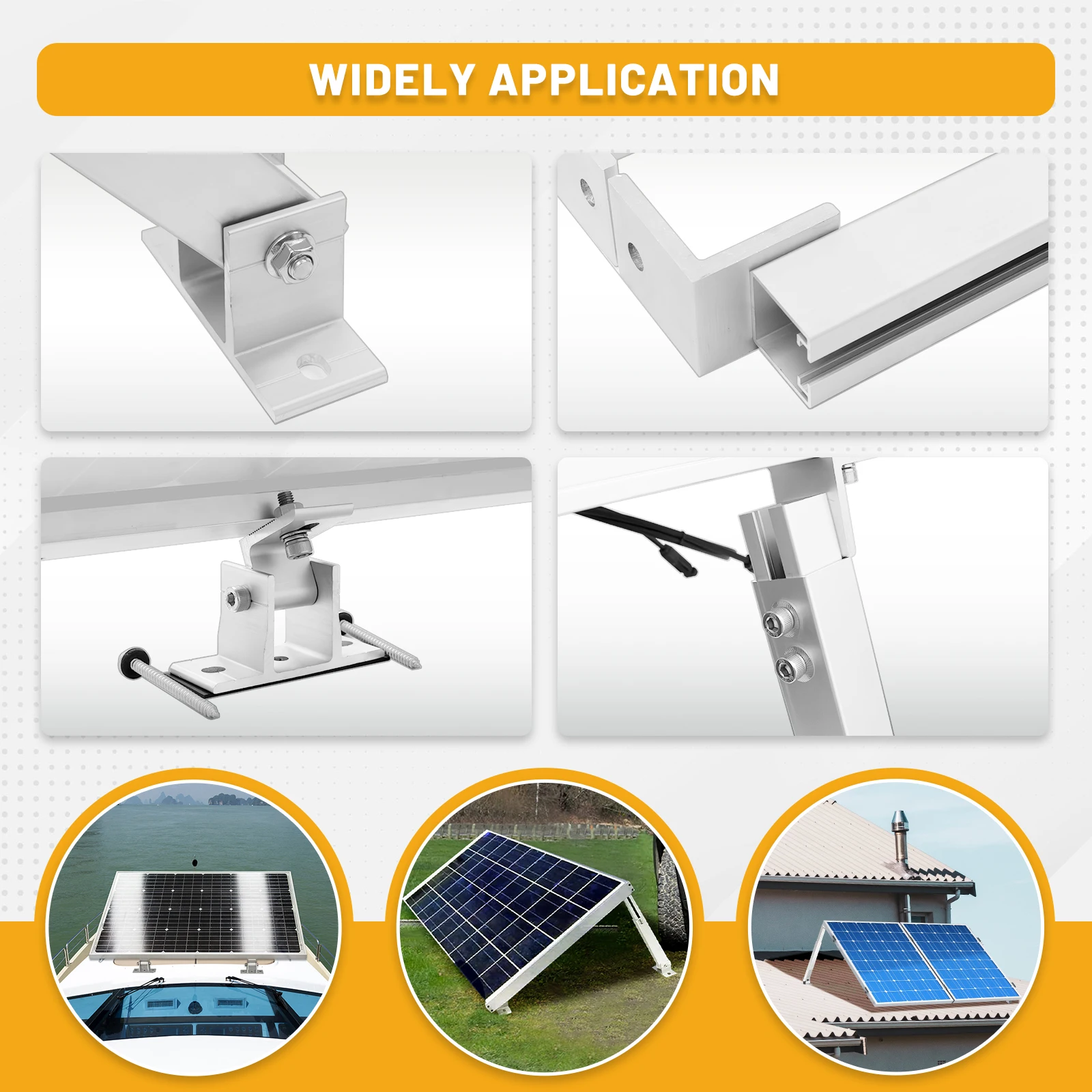 CP-SETUNO 26in Adjustable Solar Panel Tilt Mount Brackets Support up to 100W-500 Watt Solar Panel for Any Flat Surface Roof RV solar panel mounting set