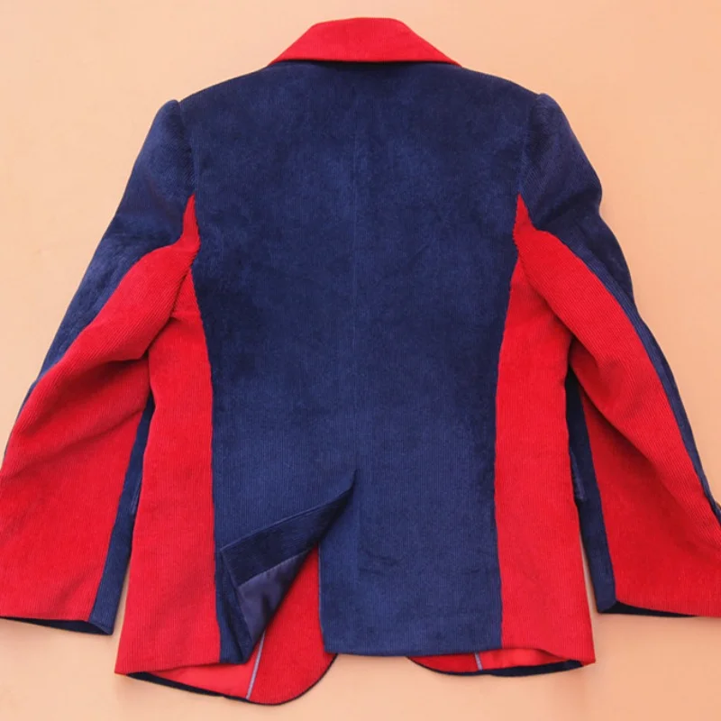 Children Formal Jacket Wedding boys Dress Suit 4 Pieces set high quality jacket+vest+pants +bow tie corduroy blue size 42-56