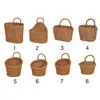 Imitation Rattan Kitchen Storage Basket Home Decoration with Handle Hand-woven Hanging Baskets Vegetable Fruit Flower Brown 5