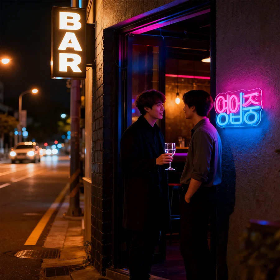 벽 장 한국식 오픈 네온사인 LED 네온 조명 비즈니스용 라이트업 사인 영업중 상점 매장 바 살롱 카페 레스토랑 펍