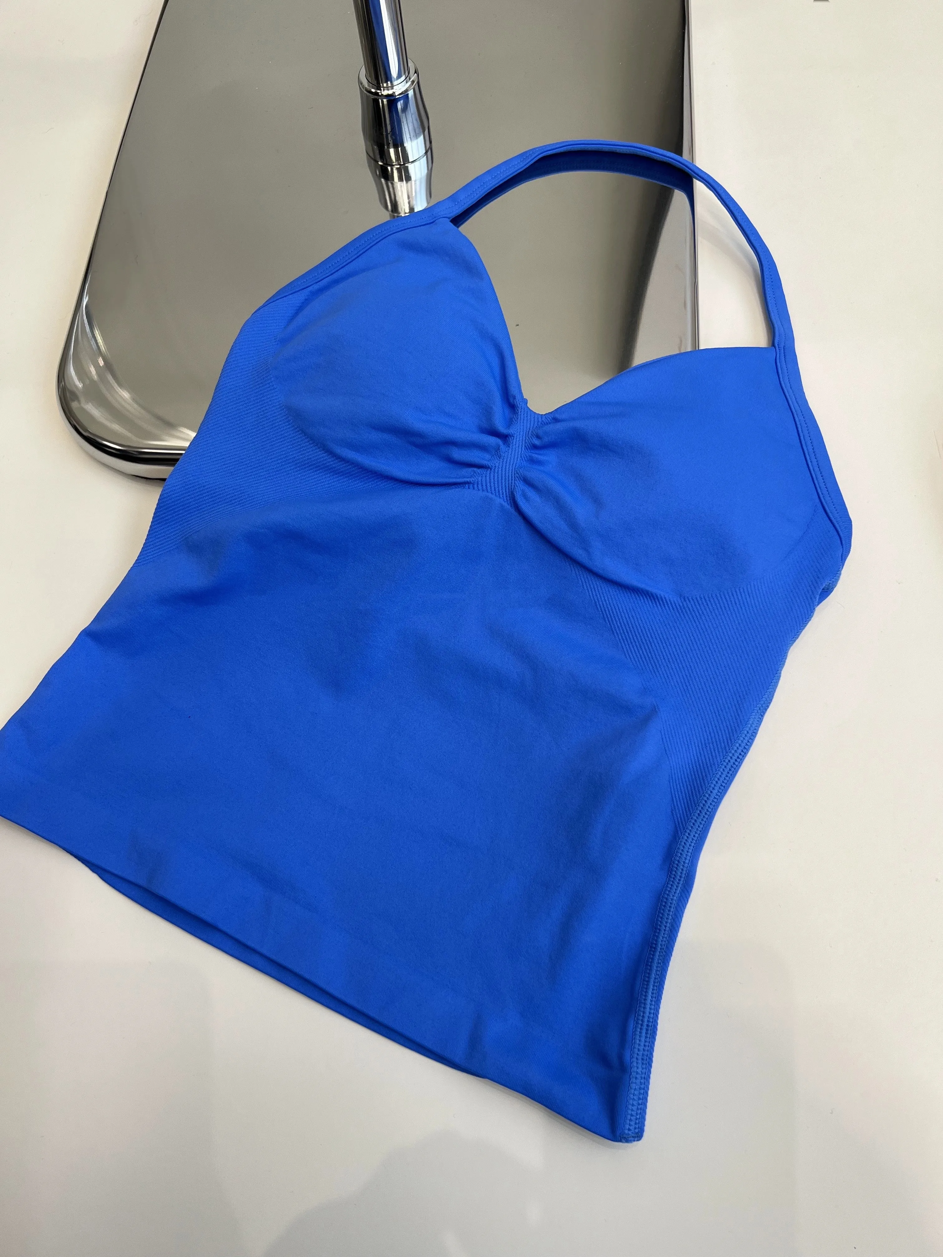 Yoga Gym Longline Strappy Top Frauen Nahtlose Yoga Tank Mit Abnehmbaren Pads V-ausschnitt Workout Kleidung Sport Laufen Fitness Weste – Detail 15