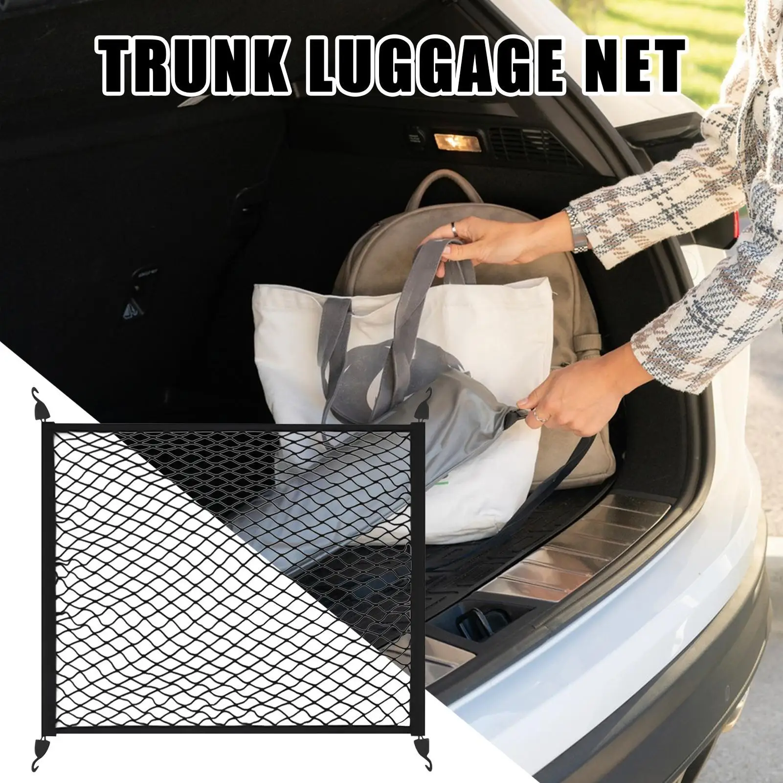 General Car Trunk Luggage Net Car Seat backrest Trunk Storage Net Bag Cargo Luggage Elastic Mesh Trunk Net Auto Luggage Mesh