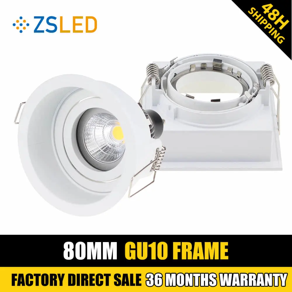 

Adjustable Recessed Ceiling Lamp Holder GU10 MR16 Aluminum Round Square LED Downlight Bulb Bracket Base Spot Light Housing Kit