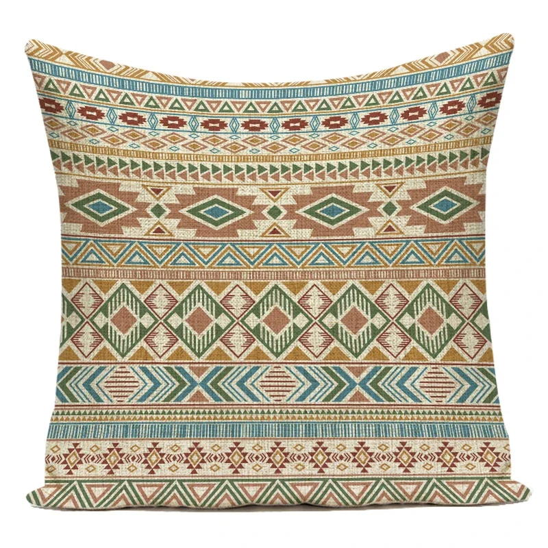 Vintage Boho Geometric Cotton Linen Decorative Throw Pillow Cover