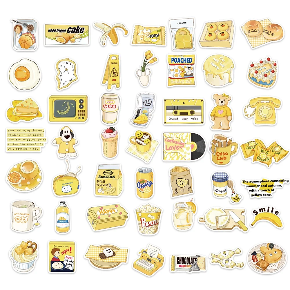 50개 오리지널 인스 스타일 옐로우 솔트 방수 그래피티 스티커 자전거 핸드 어카운트 연필 블링블링스티커스 스토어