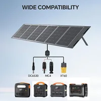 Panneau solaire portable NEWSMY 400W, cellules BC à haute efficacité de 24,3 %, étanche IP65, sortie MC4/XT60/DC, design pliable, stabilité améliorée avec 6 béquilles intégrées, pour le camping, les camping-cars et l'alimentation d'urgence, compatible avec les stations d'alimentation 8