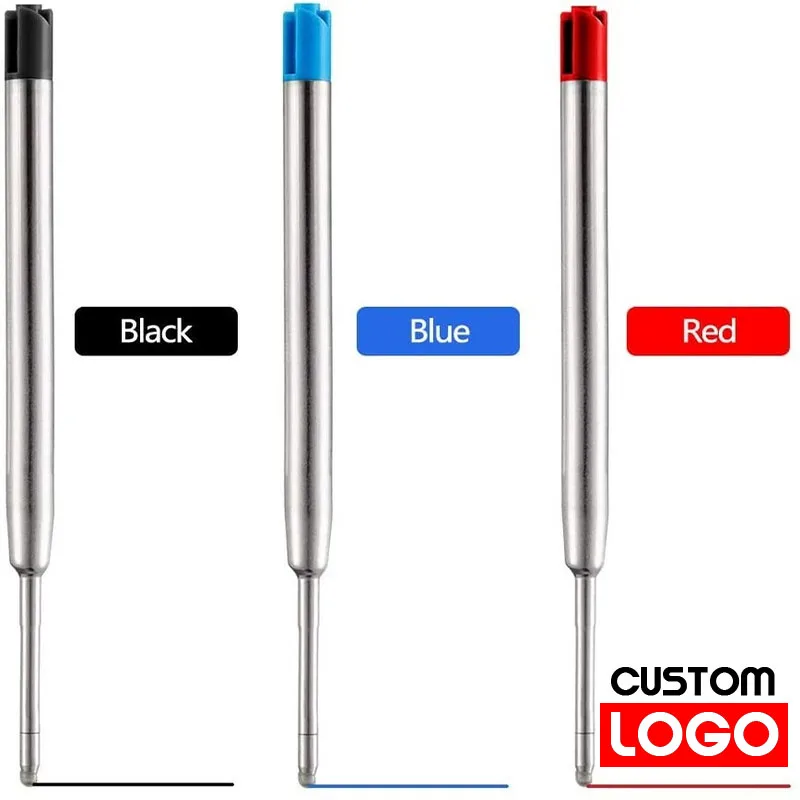 5pcs Metal Ballpoint Pen Refills Blue Red Black Ink Medium Roller Ball