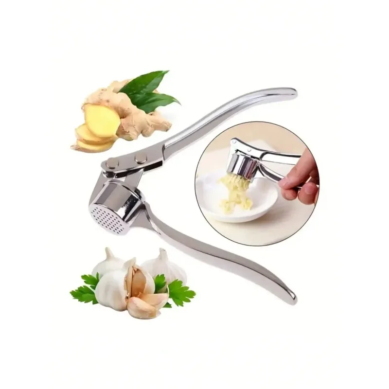 Stainless Steel Garlic Press  - Easy Clean Garlic Mincer Masher with Non-Slip Grip, Kitchen Gadget for Cooking Essentials