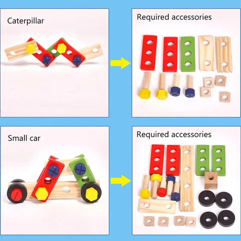 Educational Montessori Kids Toys Wooden Toolbox Pretend Play Set Children Nut Screw Assembly Simulation Carpenter Tool Puzzle