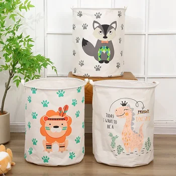 Large Cartoon Canvas Animal Laundry & Toy Organizer Basket 1