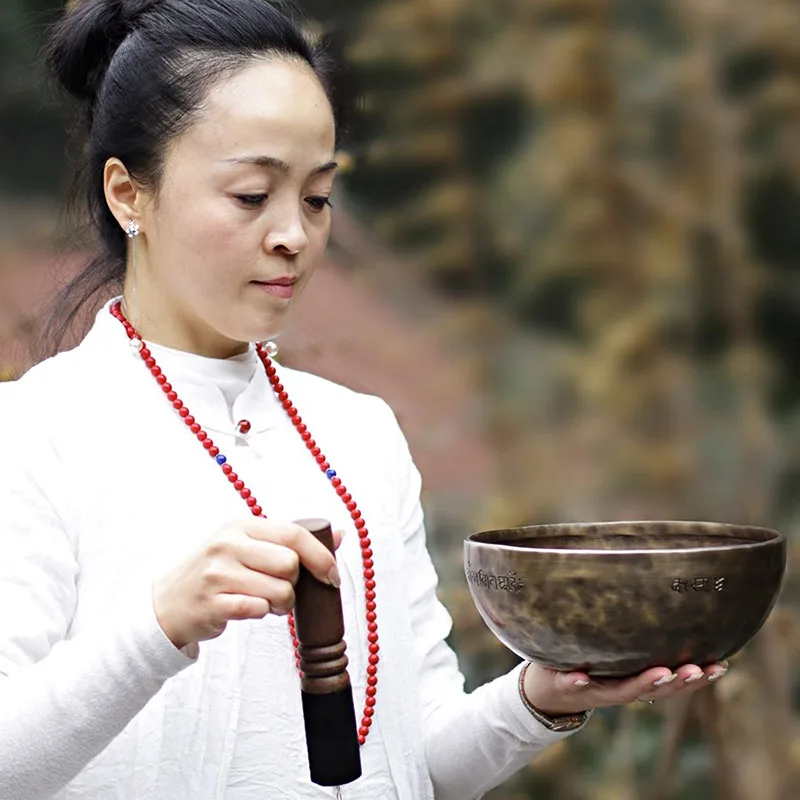 Grandi ciotole tibetane buddiste Massaggio meditazione Yoga Consapevolezza Nepal Campana tibetana Terapia di guarigione del suono Decorativa - immagine 6