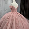 Vestidos De 15 Años Quinceañeras Lace Off The Shoulder Beading Crystal DY7576 Pink Ball Gown Party Dresses 4