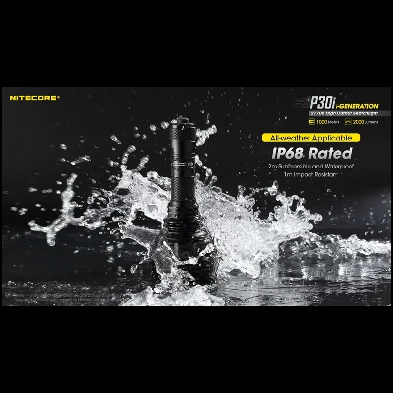 NITECORE P30i 고출력 스포트라이트 충전식 2000루멘 사냥 손전등, 5000mAH Battey Rsw2i 원격