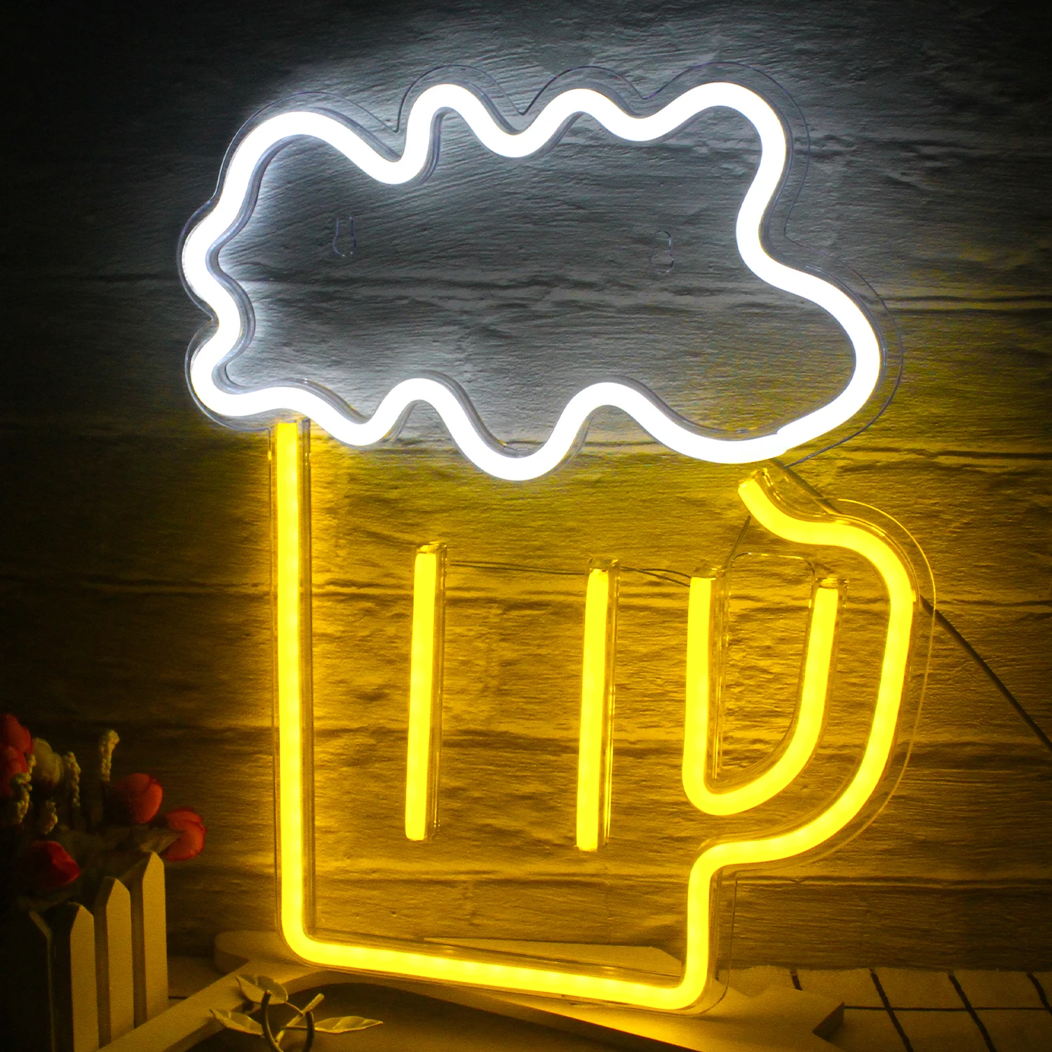 

WanXing Beer Shaped Neon Sign Led Neon Light Decorative Lights Wall Decor for Restaurant Bar Hamburger Fries Tomato Neon Sign