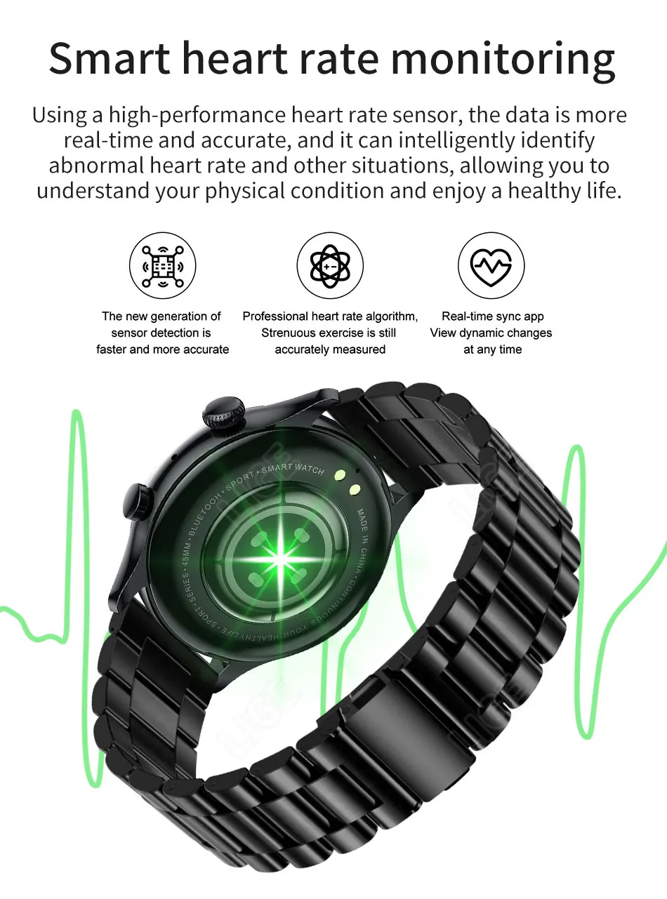 LIGE NFC Bluetooth Call Smartwatch Men 1.3 inch AMOLED 360*360 Screen Support Always On Display New Smart Watch Password Unlock