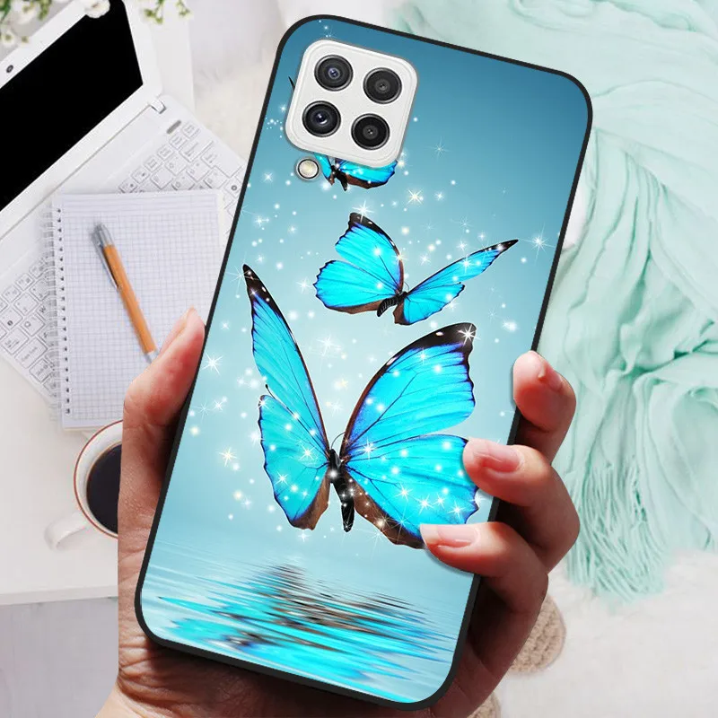Black Silicone Soft Case with Lion and Wolf Design - Protective Shell for Samsung Galaxy A22/A22s 5G
