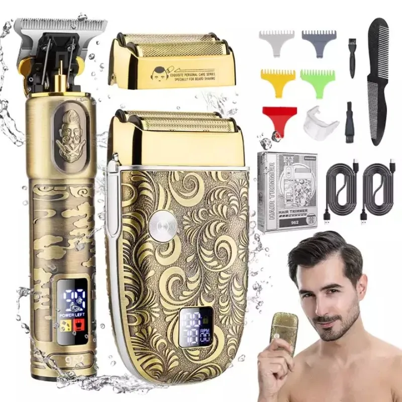 Description Picture 3 of itemRESUXI 962 Professional Hair Clippers Set T Blade Hair Trimmer For Men Barber Electric Shavers Cordless Beard Razor Trimmer Kit