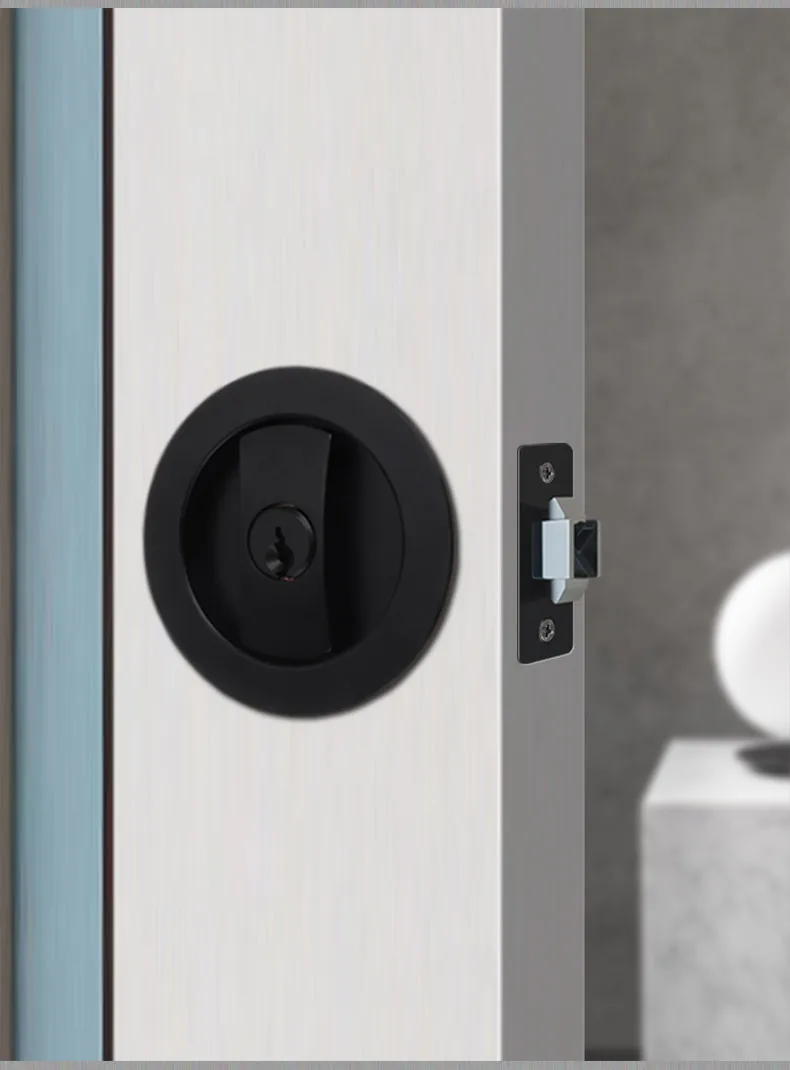 Round Embedded Hidden Sliding Wooden Door Lock,