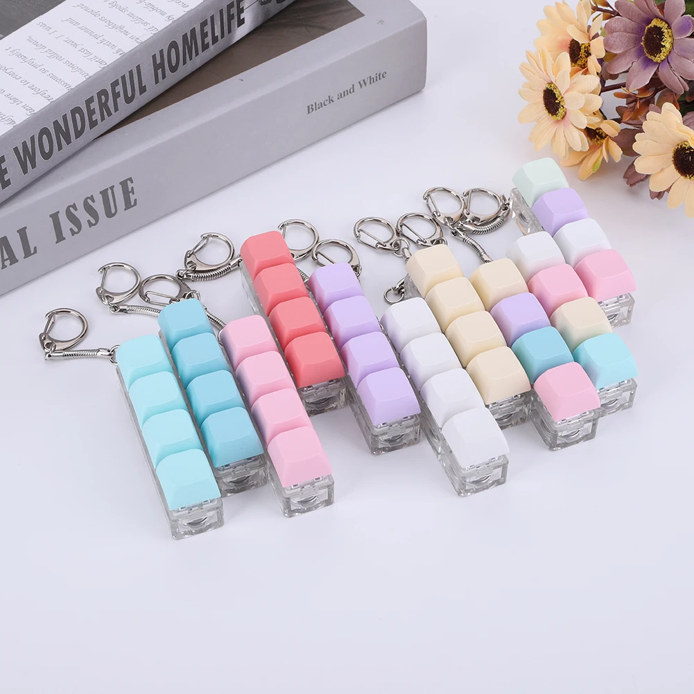 Keyboard Decompression Toys 4 Keys Button Stress Relief with LED Light Keyboard Cube Toy DIY for Adult Gifts To Relief Pass Time