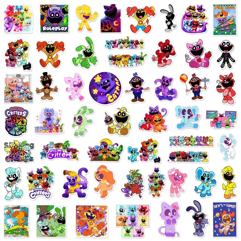 50pcs Smilings Critters Kids Stickers Cartoon Anime Figures Catnap Peripheral Waterproof Graffiti Decals DIY Luggage Accessories