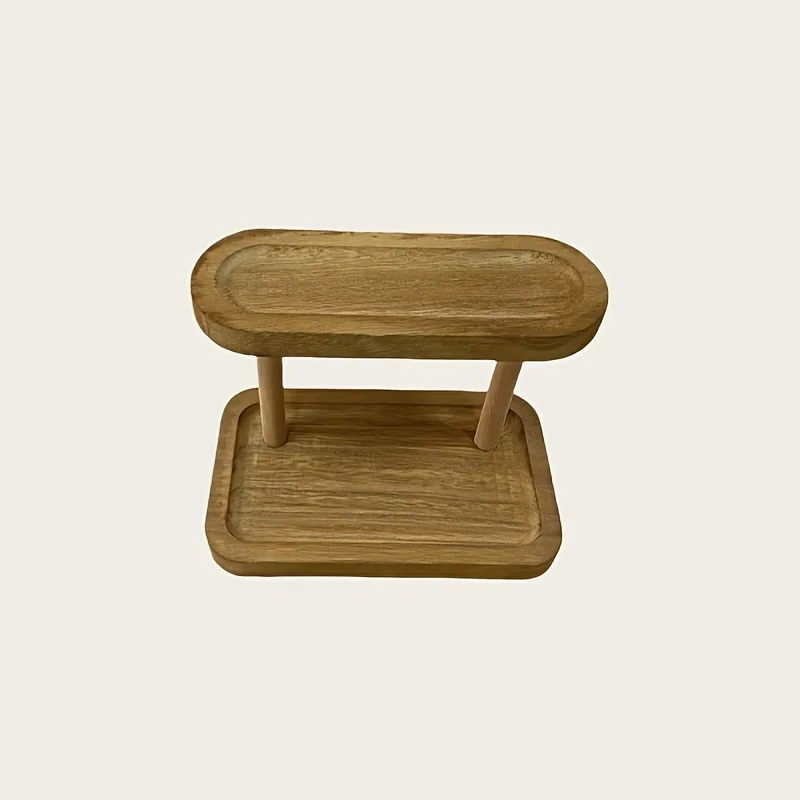 Set Organizzatore da Scrivania in Legno a 2 Livelli - Scaffale Multifunzionale per Gioielli, Cosmetici, Cancelleria e Decorazioni per la Casa - immagine 6