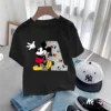 2025 Summer Disney Mickey Mouse A-Z 26 English Letter Graphic girls T-shirt boys Y2K New Tee Top Harajuku Female O Neck Clothes 1