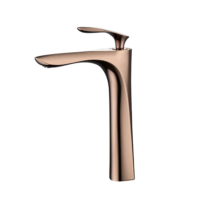 Creative ก๊อกน้ําอ่างล้างหน้าห้องน้ําเดี่ยวเดี่ยว Rose Gold/ทอง/สีขาว Hot & Cold Sink Mixer Tap Crane Deck ติดตั้ง 1