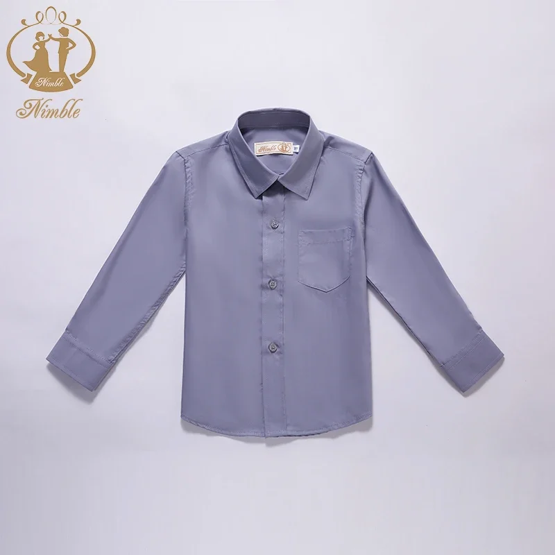 Baby Clothes Spring Autumn New School Formal Long Sleeve Shirt for Boys Turn Down Collar Blouse Coat Teenage Tops 2-13 Year