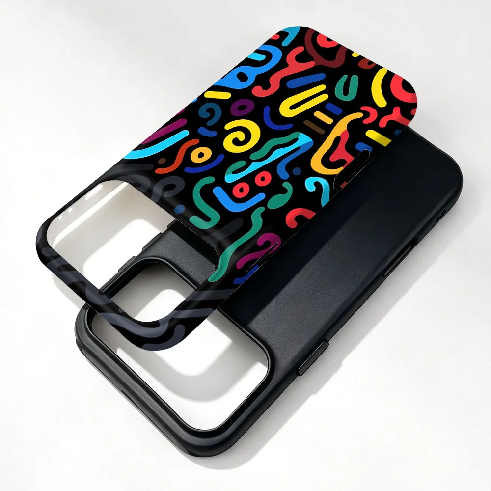 Colorful Swirl Graffiti Magnetic Phone Case with 2-in-1 Film Cover