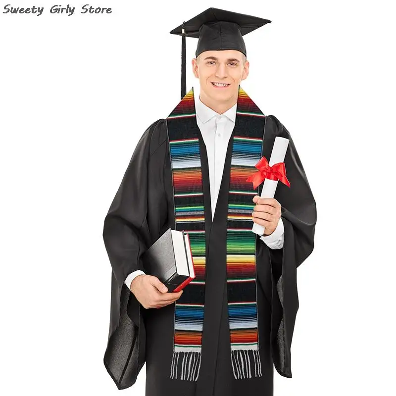 Student Graduation Shoulder Strap Uniform Belt Scarf 2023 Graduate Ceremony Party Supplies Photo Prop Long Scarves Striped