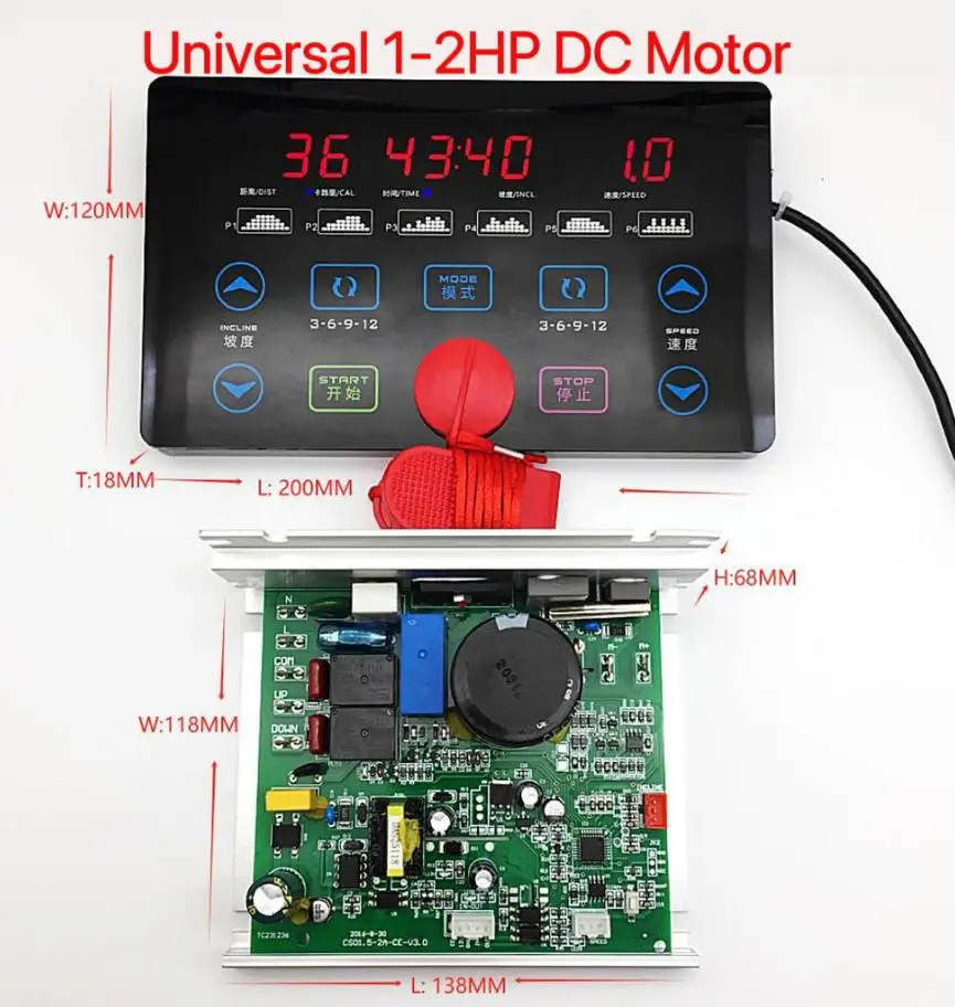 General use Universal Treadmill Circuit board Treadmill Console display  motor control board controller for 1HP-2.0HP DC motor