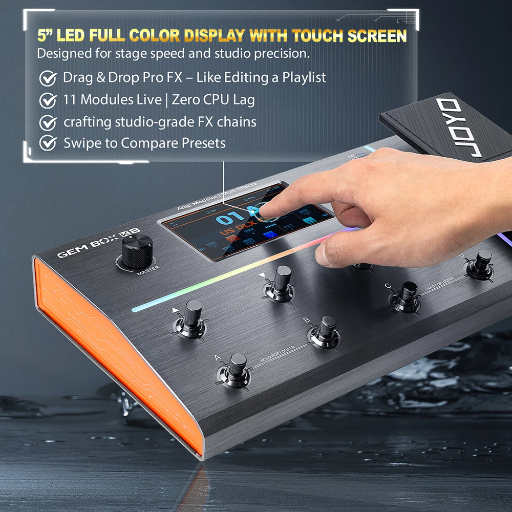 GEM BOX K8 Guitar Multi-Effects Processor Delay Reverb Effect Expression Pedal 6