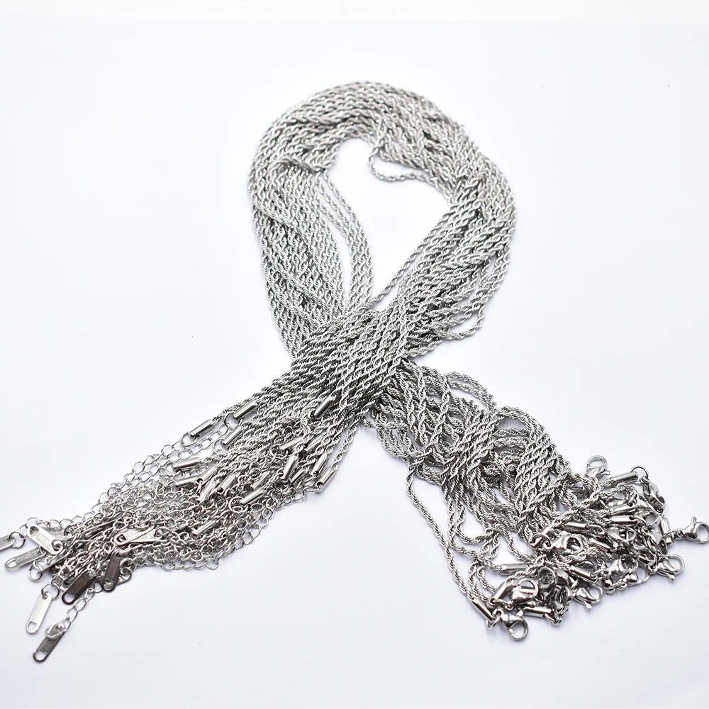 

Wholesale 4mm silver colour Fashion stainless steel Chain Rope 40cm+5cm Chain Lobster Clasp DIY Jewelry Accessories 20 50pcs/lot