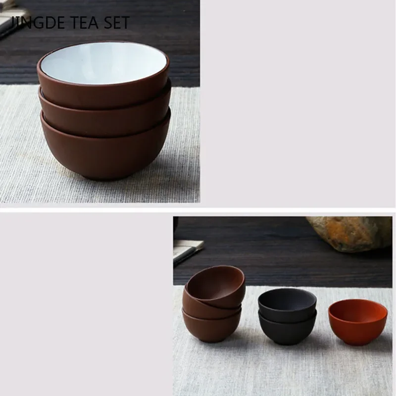 8 Pcs/set Yixing Handmade Purple Clay Teacup Authentic Dahongpao Tea Bowl Travel Portable Pu'er Master Cup Chinese Zisha Tea Set
