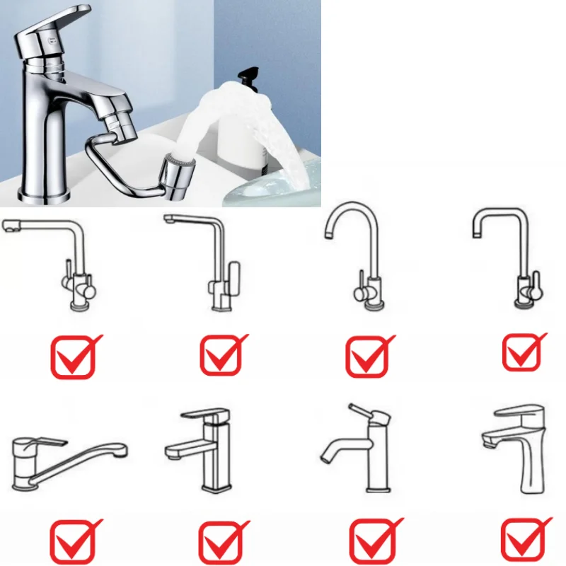 1080 ° قطب وضع مزدوج الفولاذ صنبور موسع مياه الحنف...