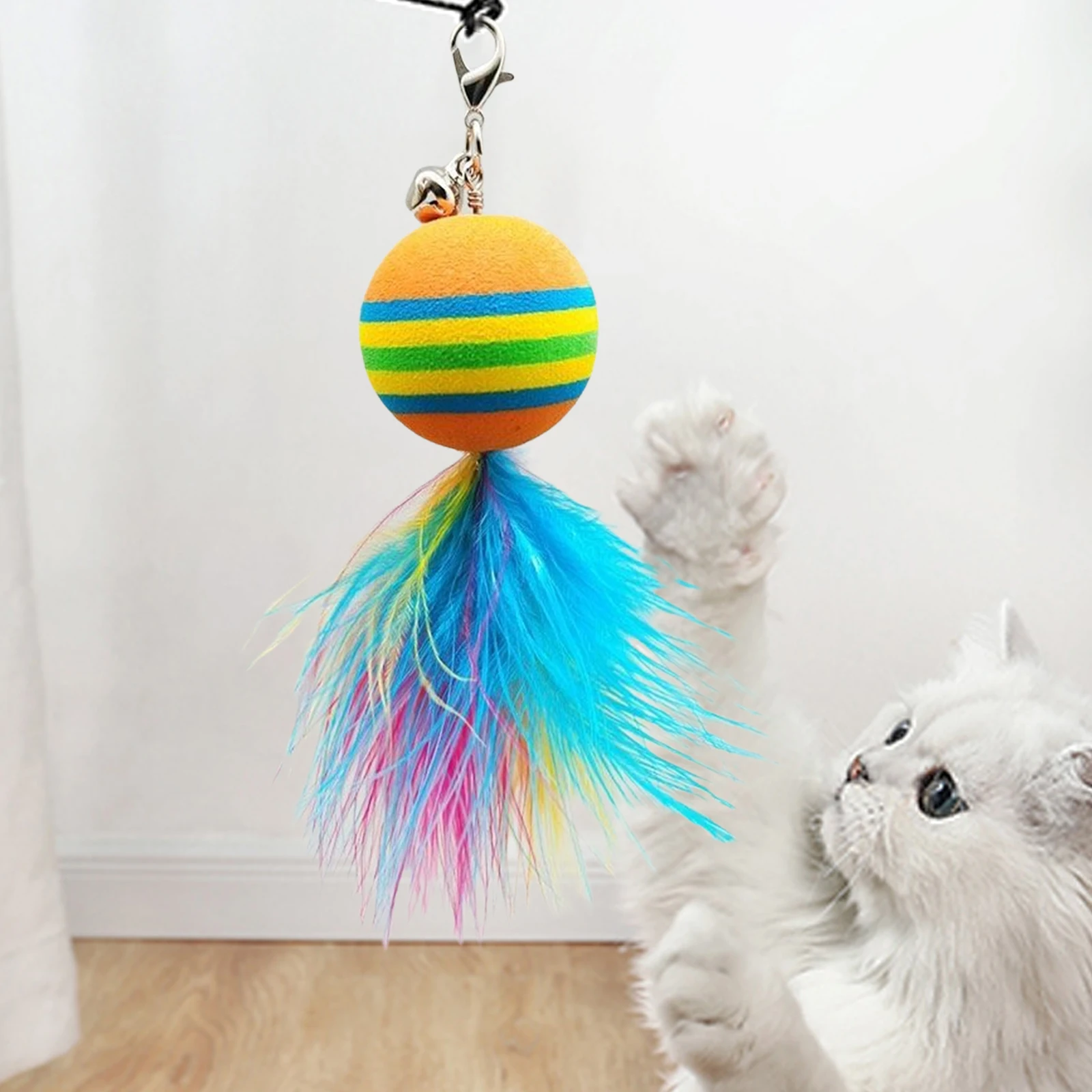 Simulation Bird interactive Cat Toy Funny Feather Cat Stick with Bell Cat Playing Teaser Wand Toy for Kitten Cat Supplies