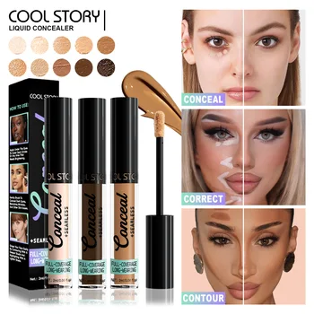 10-Color Full Coverage Concealer,Natural Long-Lasting, Matte Finish, Lightweight Formula, Dark Shade Options for All Light Beige