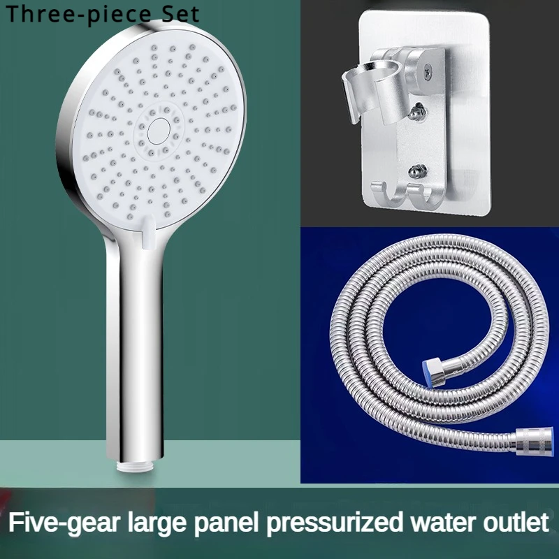 

Bathroom Three-piece Set Handheld 5 Functions Pressurized Water Saving Shower Head Shower Hose Perforation-free Shower Holder