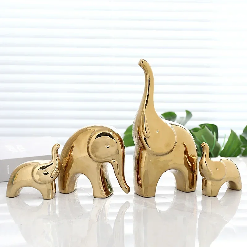 

Домашние украшения, набор из 4 предметов в виде слона, керамический артефакт, статуэтка в виде животного, для гостиной, декоративные аксессуары для вина