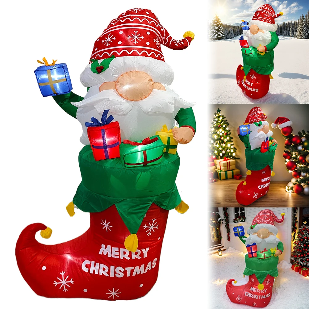5FT Large Inflatable Santa Christmas Decoration with LED Lights Large Blow Up Santa for Christmas Party Yard Garden Decoration