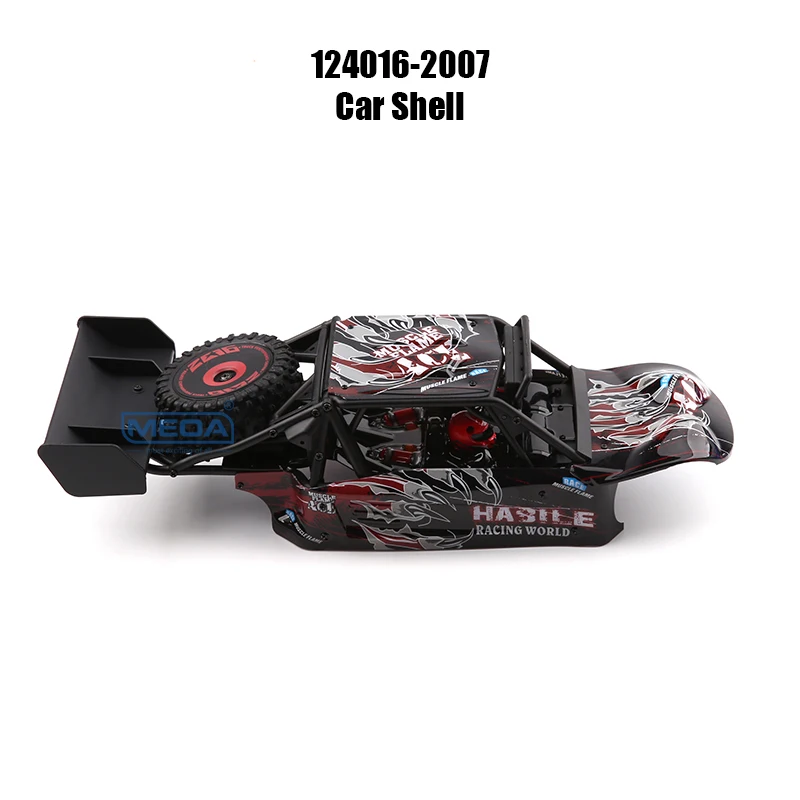 Deux batteries rechargeables à côté de la voiture RC 4WD, vue détaillée du châssis, idéale pour longues sessions tout-terrain.
