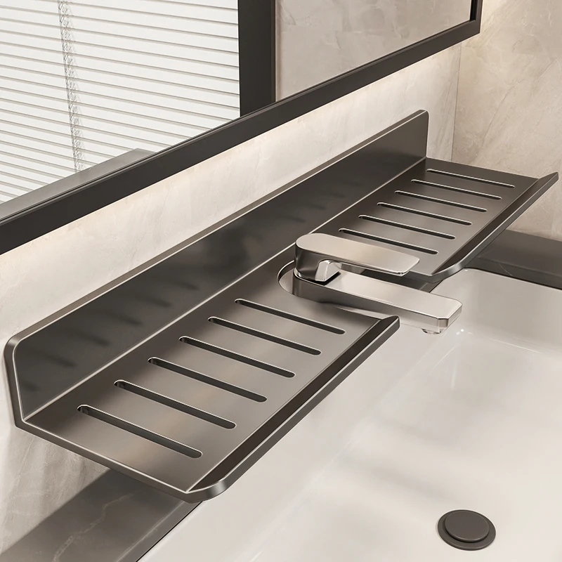 ชั้นวางของในห้องน้ำชั้นวางของในห้องน้ำที่ชั้นวางห้องน้ำเก็บของในห้องน้ำพื้นที่ครัวอลูมิเนียมแบบแขวนบนผนัง 1