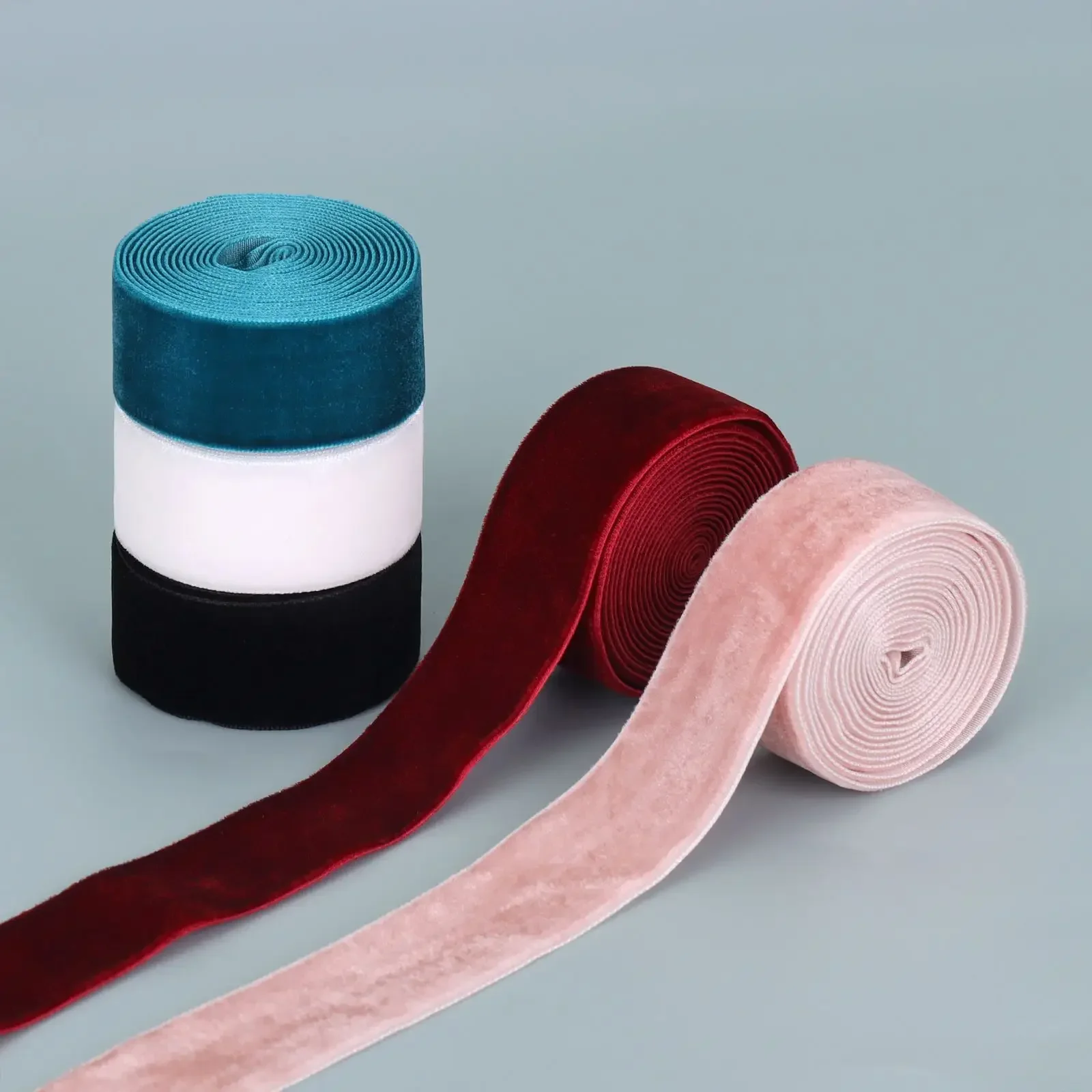 DIY 나비매듭 수제 크리스마스 리본 선물 포장 파티 장식, 컬러 싱글 페이스 라인, 폴리에스터 벨벳 리본, 10-25mm, 2 야드